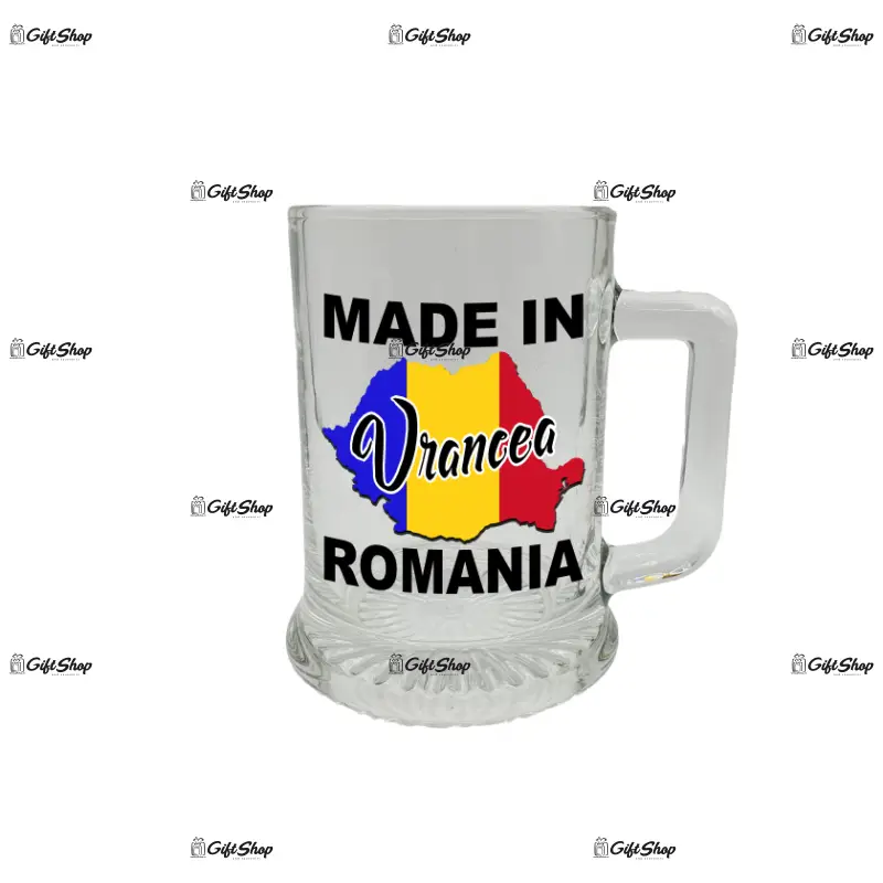 Made in vrancea romania, halba cu mesaj